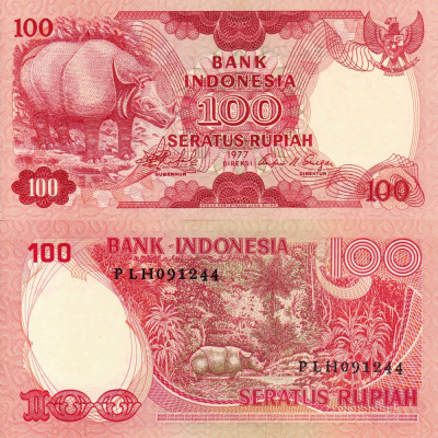 INDONEZIA 100 rupiah 1977 UNC!!! foto