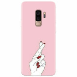 Husa silicon pentru Samsung S9 Plus, Pink Finger Cross