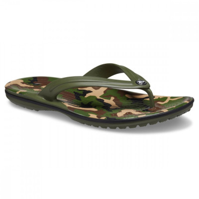 Șlapi Crocs Crocband Printed Flip Verde - Army Green/Black foto