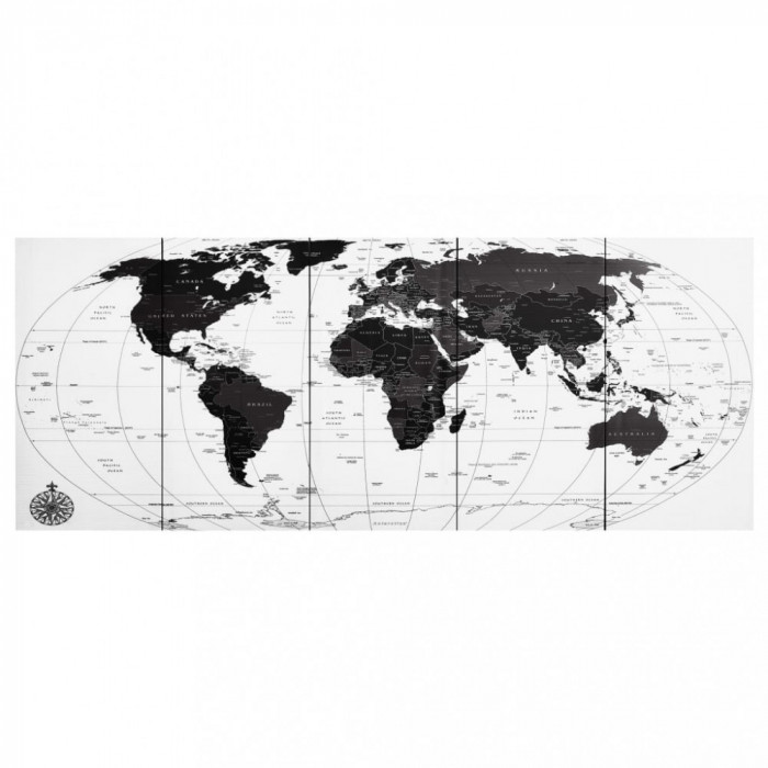 Set Tablouri Din P&acirc;nză Harta Lumii Alb 150 x 60 cm 289249