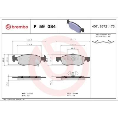 Placute frana Opel Corsa E (X15) 09.14-, Corsa E Box / Liftback (X15) 09.14-, Fata, BREMBO foto