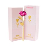Cumpara ieftin Trandafir artificial, suflat cu aur 24K, cutie eleganta, punga de cadou inclusa, roz, Dactylion
