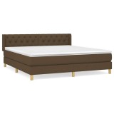 Cumpara ieftin Pat box spring cu saltea, maro inchis, 160x200 cm, textil