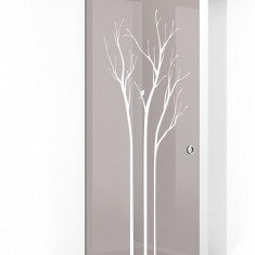 Usa culisanta Boss ® model Peace alb, 90x215 cm, sticla bronz 8 mm, glisanta in ambele directii