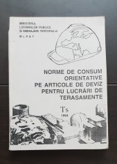 Norme de consum orientative pe articole de deviz pentru lucrări de terasamente