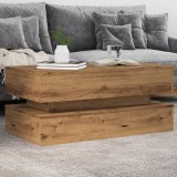VidaXL Măsuță de cafea cu lumini LED, stejar artizanal, 90x50x40 cm