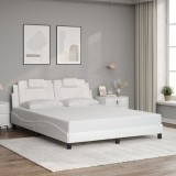 VidaXL Cadru de pat cu tăblie, alb, 160x200 cm, piele ecologică