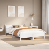 VidaXL Cadru de pat fără saltea, alb, 140x200 cm, lemn masiv pin
