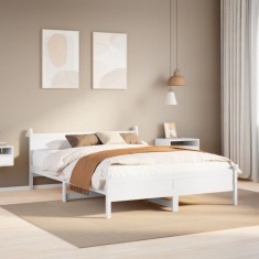vidaXL Cadru de pat fără saltea, alb, 140x200 cm, lemn masiv pin 855592