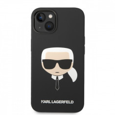 Husa de protectie telefon Karl Lagerfeld pentru iPhone 14 Plus, Karl Head, Silicon lichid, Negru