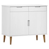 Cumpara ieftin Servanta &bdquo;MOLDE&rdquo; alb, 90x40x80 cm, lemn masiv de pin