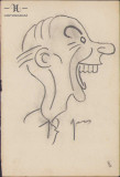 HST 168S Caricatura barbat anii 1930 Geo Dumitrescu semnata