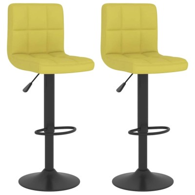 Scaune de bar, 2 buc., verde, material textil foto