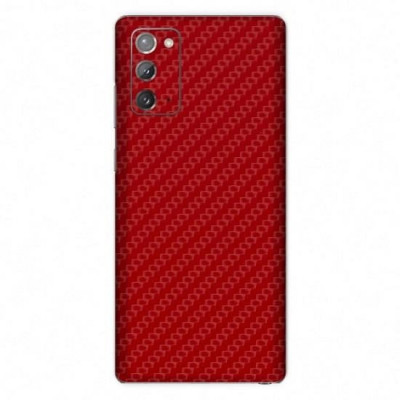 Set Folii Skin Acoperire 360 Compatibile cu Samsung Galaxy Note 20 5G (Set 2) - ApcGsm Wraps Carbon Geranium Red foto