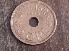 C50 - Moneda foarte veche -Danemarca - 5 ore - 1939