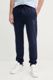 Hackett London pantaloni de trening din bumbac barbati, culoarea albastru marin, cu imprimeu, HM581338