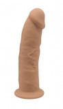 Cumpara ieftin Dildo Thermo Reactive Silicone cu Memorie Dubla Densitate Caramel 15 cm