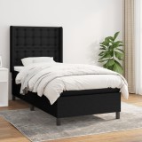 VidaXL Pat box spring cu saltea, negru, 90x190 cm, textil