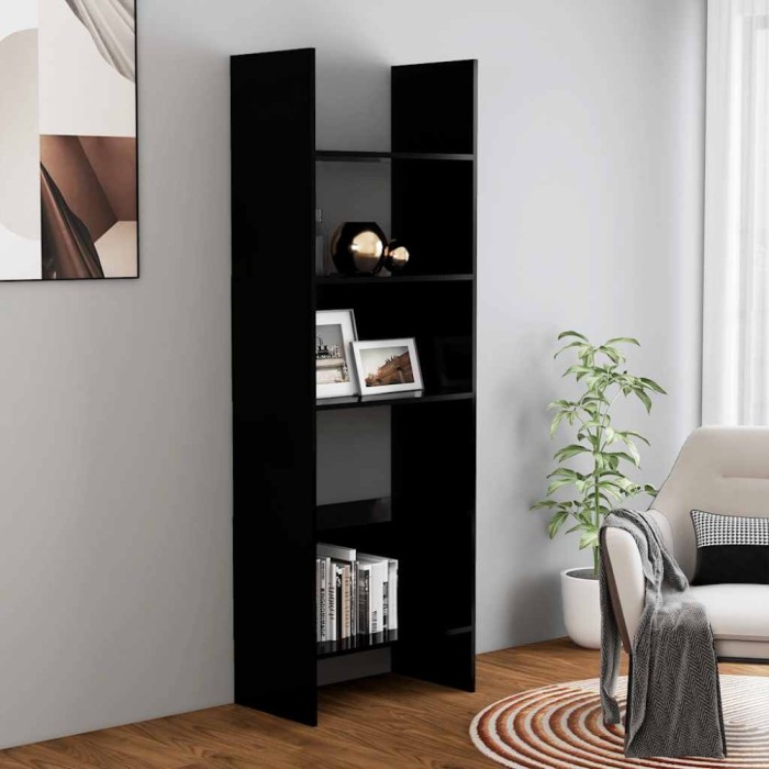 Bibliotecă, negru, 60x35x180 cm, lemn prelucrat