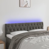 VidaXL Tăblie de pat cu LED, gri &icirc;nchis, 144x7x78/88 cm, catifea