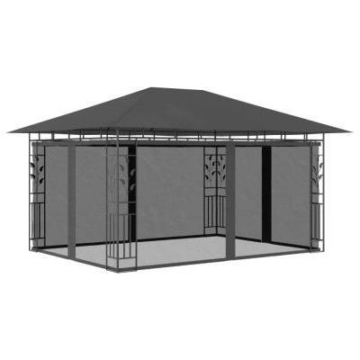 vidaXL Pavilion cu plasă anti-ț&amp;acirc;nțari, antracit, 4 x 3 x 2,73 m foto