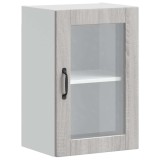 VidaXL Dulap de bucătărie cu ușă din sticlă &bdquo;Porto&rdquo; gri Sonoma
