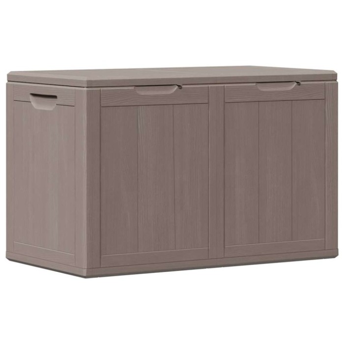 Cutie de depozitare pentru gradina, maro, 180L, aspect de lemn din PP