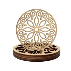 Set 4 suport pahar lemn model Floral