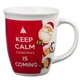 Cană Crăciun, Ceramică, Figuri, Culoare Roșu, Capacitate 390ml