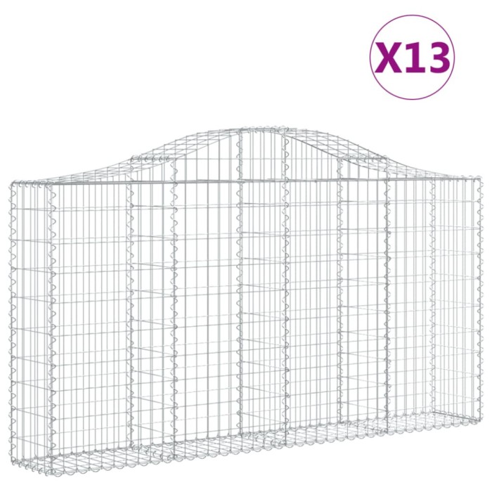 Cosuri gabion arcuite 13 buc, 200x30x100/120 cm fier galvanizat