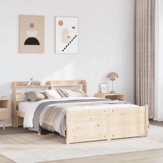 vidaXL Cadru de pat cu tăblie, 140x190 cm, lemn masiv pin 3306754
