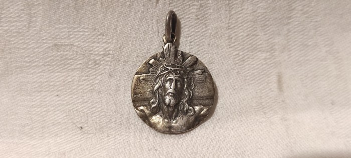 MEDALION foarte vechi ISUS HRISTOS RASTAGNIT manopera EXCEPTIONALA rar SPANIA