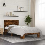 VidaXL Cadru de pat, stejar fumuriu 100x200 cm lemn prelucrat și metal 845804