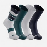 Șosete de tenis, &icirc;nalte artengo rs 300 motiv albastru, verde-albastru, set de 4