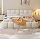 Pat Massiano 180x200 cm Tapitat Catifea Nuanta Crem Somiera Inclusa (cod A01)