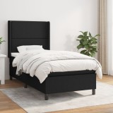 VidaXL Pat box spring cu saltea, negru, 90x200 cm, textil