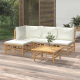 Gossi set mobilier de gradina cu perne alb crem, 2 piese, bambus
