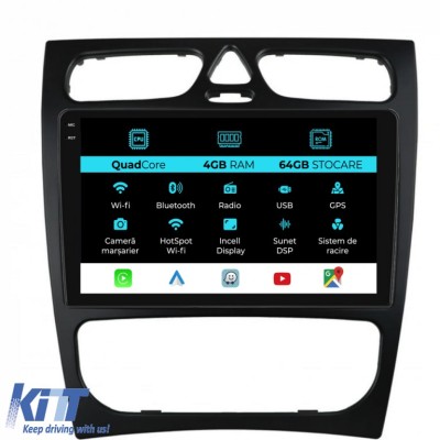 Navigatie Dedicata Mercedes C-Class W203 CLK W209 (2000 - 2005),QuadCore, 9Inch, 4Gb Ram, 64Gb Stocare, Carplay Performance AutoTuning foto