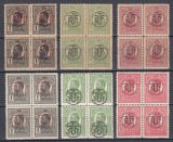 1918 LP 71 I CAROL I TIPOGRAFIATE SUPRATIPAR P.T.T.F.F. H.ALBA+GRI BLOCURI 4 MNH