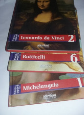 Lot 3 carti arta si pictura,BOTTICELLI,MICHELANGELO,LEONARDO DA VINCI,T.GRATUIT foto