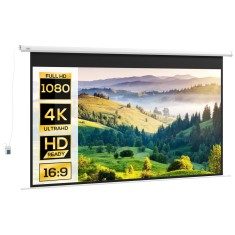 HOMCOM Ecran Proiector 120&quot;, Motorizat cu Telecomandă, Montaj pe Perete sau Tavan, Ideal pentru Acasă și Birou, 293,5x8x176 cm, Alb | Aosom Romania