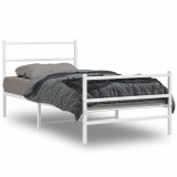 Gossi cadru de pat metalic cu tablie de cap/picioare&nbsp; alb, 100x200 cm