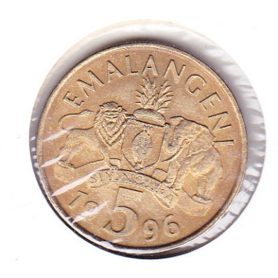 bnk mnd Swaziland 5 emalangeni 1996 unc foto