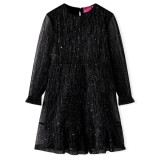 Rochie pentru copii cu m&acirc;neci lungi, negru, 128, vidaXL