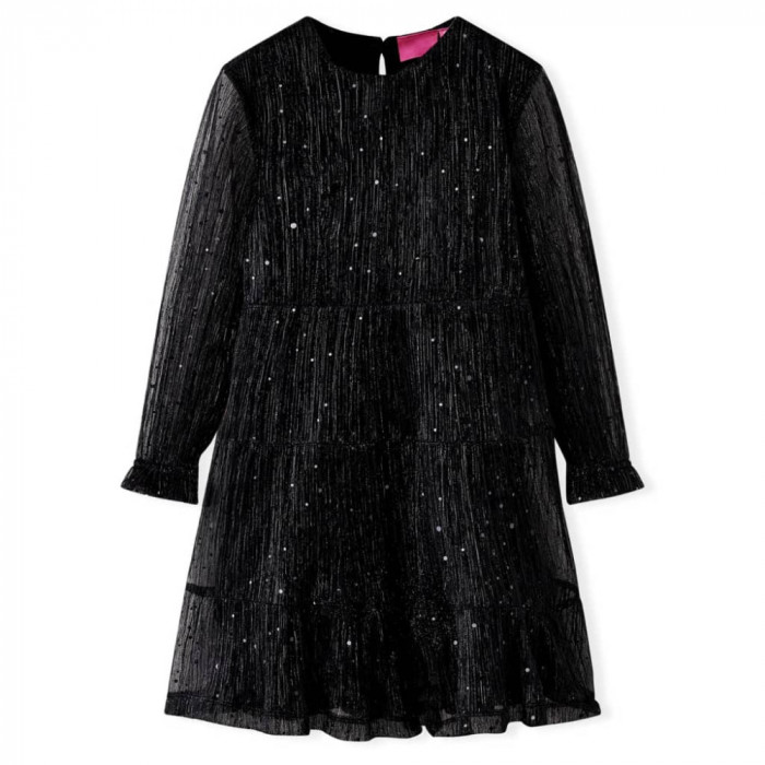 Rochie pentru copii cu m&acirc;neci lungi, negru, 128