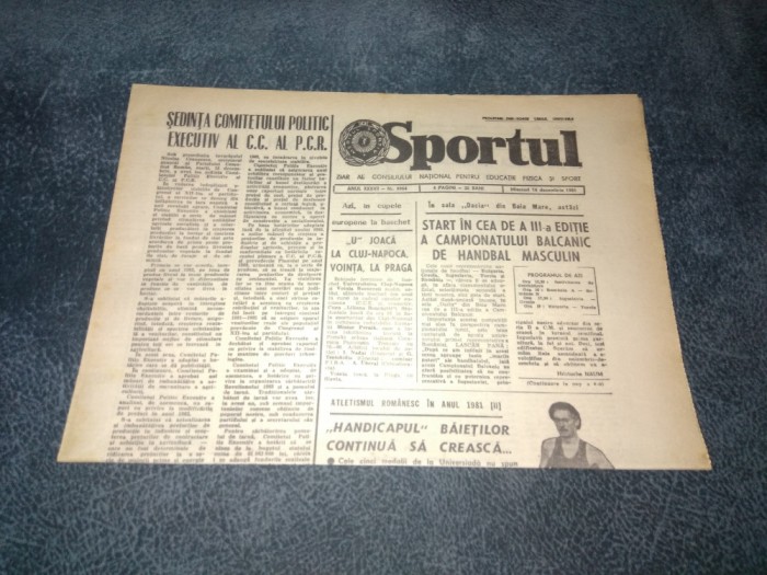 ZIARUL SPORTUL 16 DECEMBRIE 1981