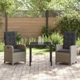 vidaXL Set de masă pentru grădină 3 pcs Gri poliratan 3380274