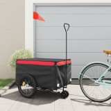 Remorca pentru biciclete, negru si rosu, 45 kg, fier GartenMobel Dekor, vidaXL