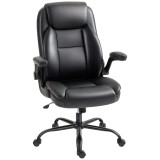 HOMCOM Scaun de birou cu brațe rabatabile, scaun de birou ergonomic, &icirc;nălțime reglabilă, funcție de balans, negru | Aosom Romania