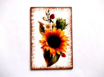 Floarea soarelui si alte flori, magnet decoratiune frigider 35944 foto